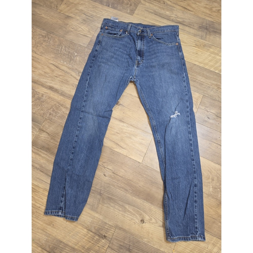 Levi's 505 Regular Straight Fit Denim Mens Jeans 36x32 Blue Distressed Classic